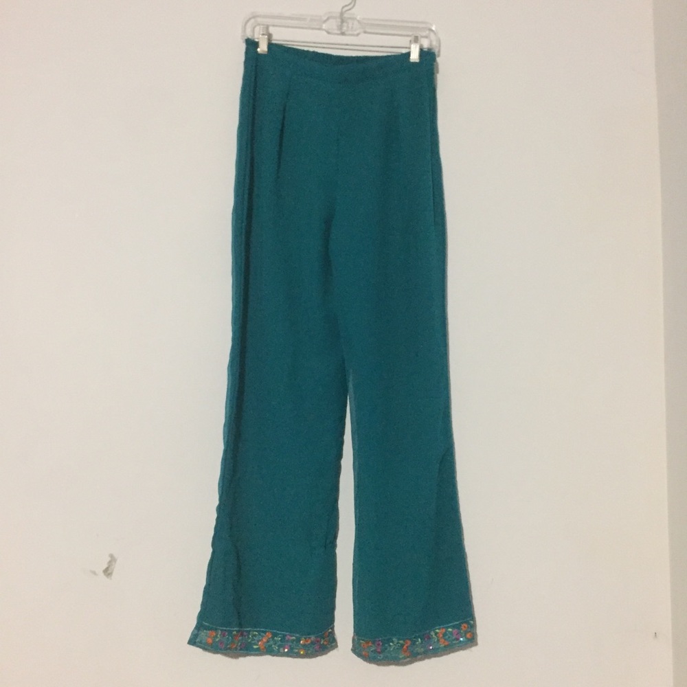 Vintage Teal Sheer Pants